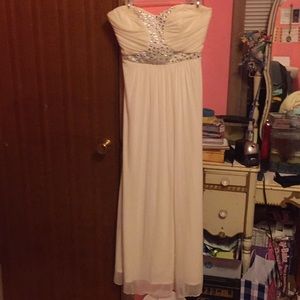 White beaded prom dress